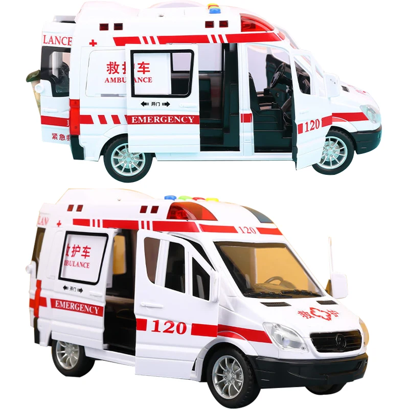 Medium Ambulance Car policecar Music light Car Boy Toy Collection Model Gift For Kids Ambulance Toy Car Rescue Car Model