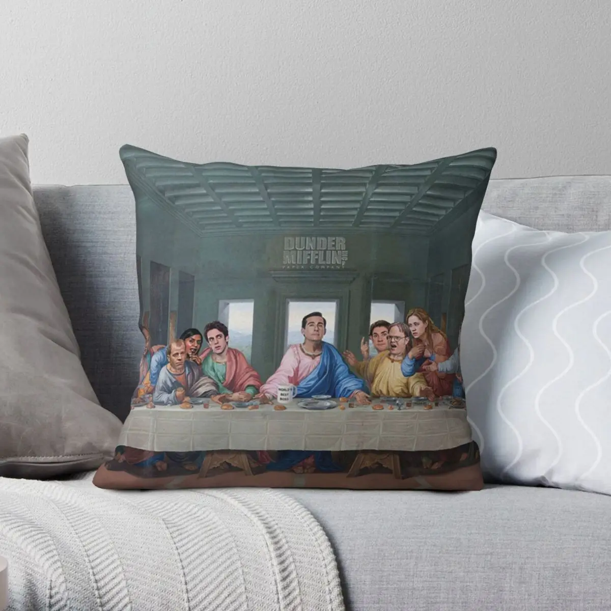 The Last Supper Office Edition Square Pillowcase Polyester Linen Velvet Printed Zip Decor Throw Pillow Case Room Cushion Cover