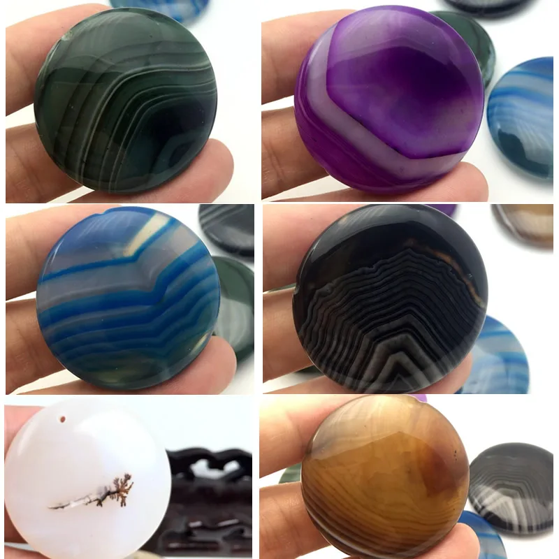 40MM Multicolor Round shape straight hole agat beads Necklace & Pendant Reiki Natural Gem Stone Purple Blue Veins Onyx Jewelry