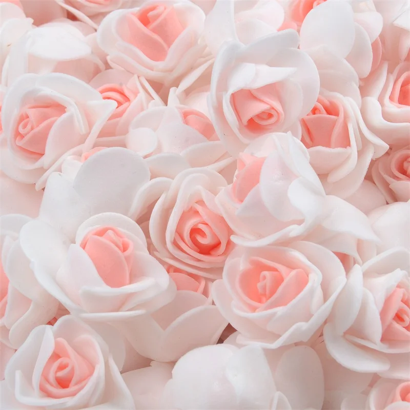 500pcs 3cm Mini Double color Artificial Pe Foam Rose Flower Heads For Wedding Decoration DIY Handmade Fake Flowers Ball Craft