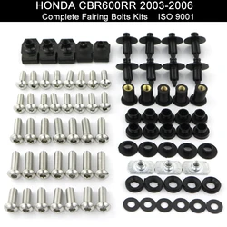 Motocicleta completa carenagem parafusos kit, carroçaria, porca parafuso, apto para honda cbr 600rr, cbr600rr, 2003, 2004, 2005, 2006, aço inoxidável, preto