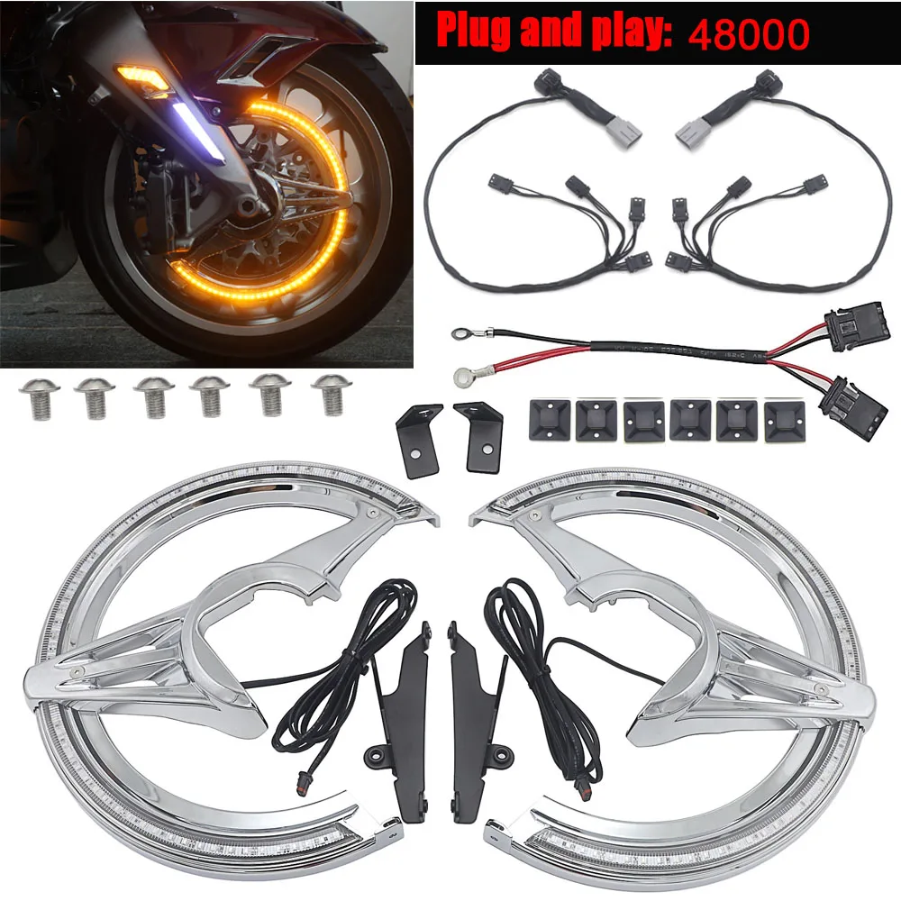 New Motorcycle With Chrome And Black Lighted Vent Decoration For Honda Goldwing 1800 F6B GL1800 2018 2019 2020 2021