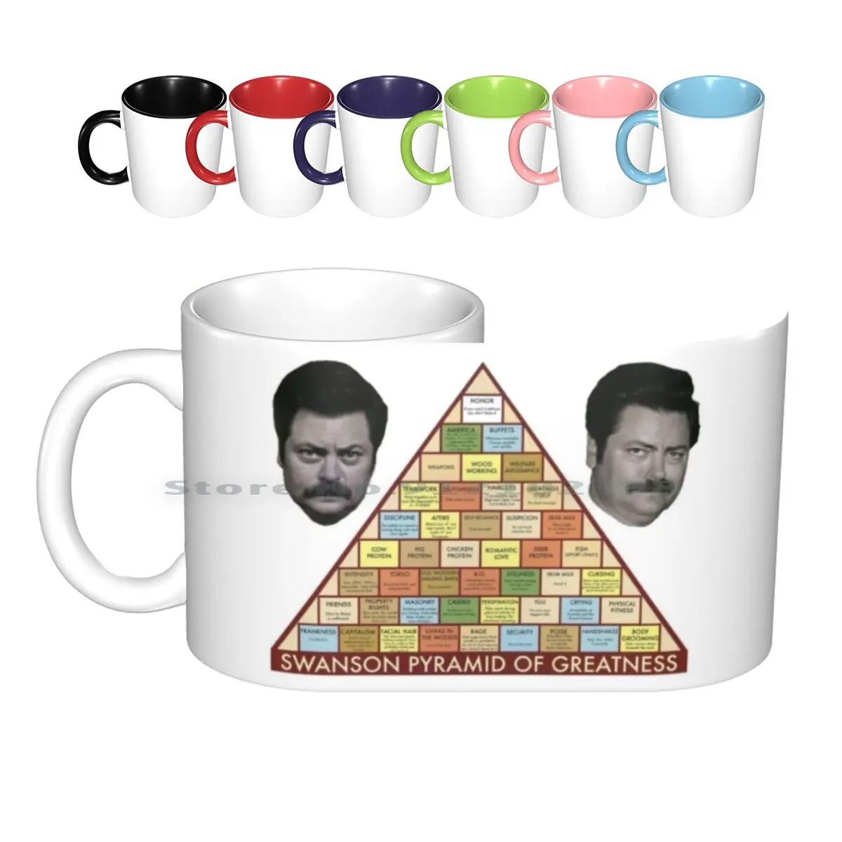 Pyramid Of Greatness Ceramic Mugs Coffee Cups Milk Tea Mug Ron Swanson Pyramid Of Greatness Parcs And Rec Parks And Recreation