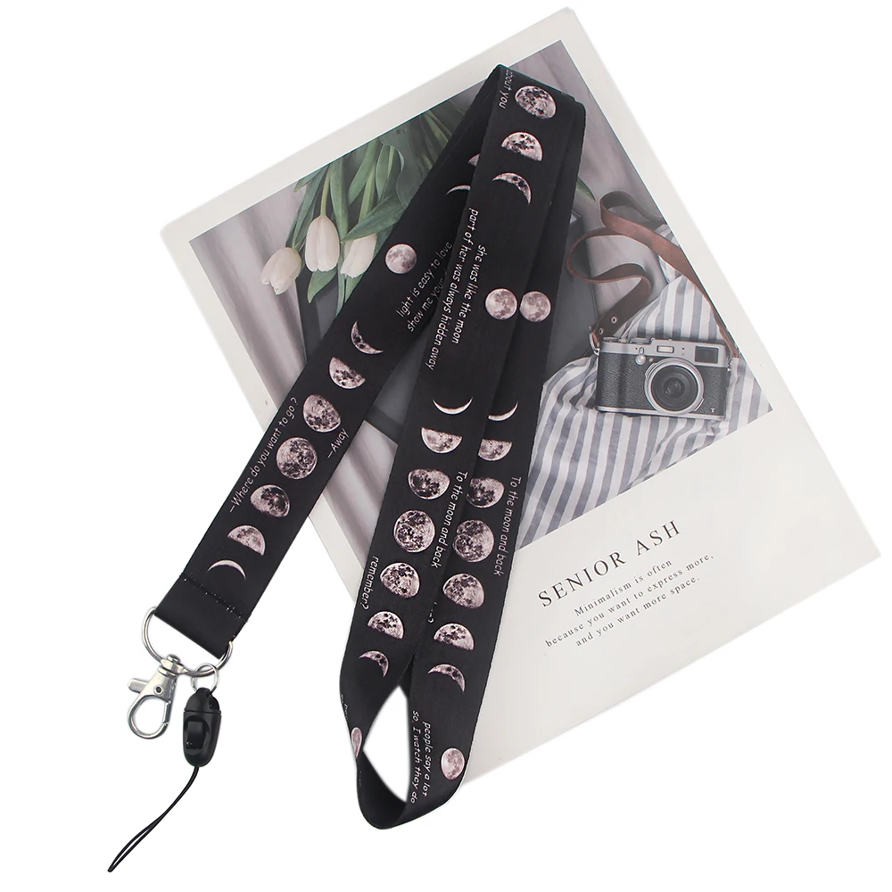 LX411 Universe Planets Moon Stars Astronaut Lanyard Neck Strap Rope USB Mobile Cell Phone ID Card Badge Holder Keychain Keyring