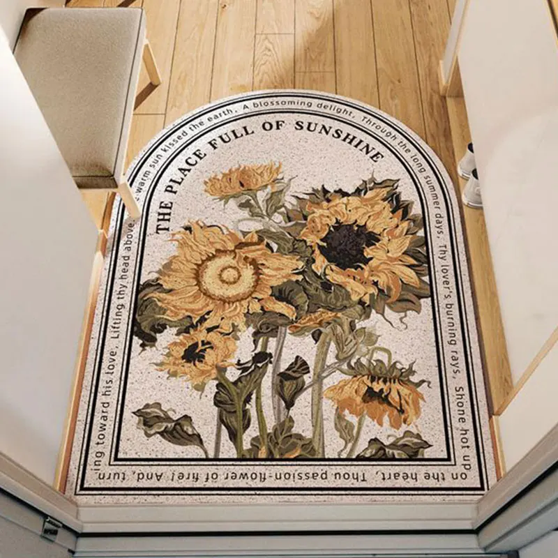 

Sunflower Semicircle Shape Ins Nordic Doormat Flower Carpet Bedroom Rugs Bathroom Non-slip Floor Mats Livingroom Hallway Mats