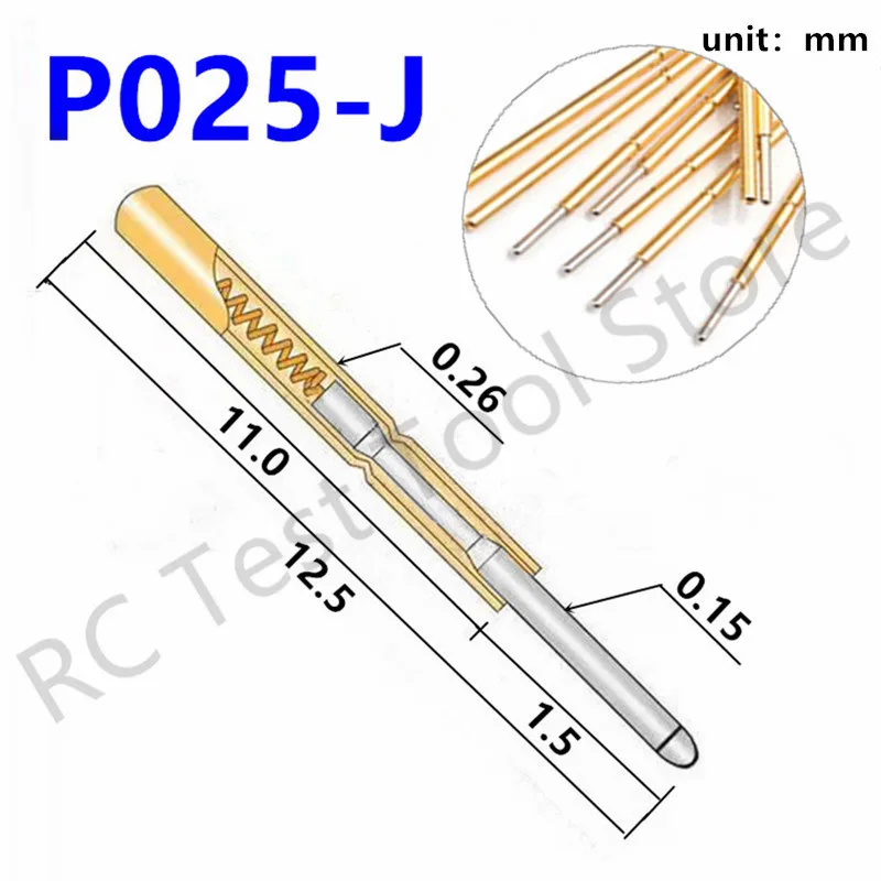 

100PCS/Bag P025-J Test Needle Safety Probe P025-J1 Metal Test Needle Casing Probe Casing Length Degree 12.50mm Dia 0.26mm