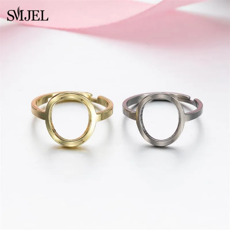 SMJEL Stainless Steel Rings for Women Trend Geometric Round Opening Adjustable Ring Stackable Midi Ringen Wedding Jewelry 2025