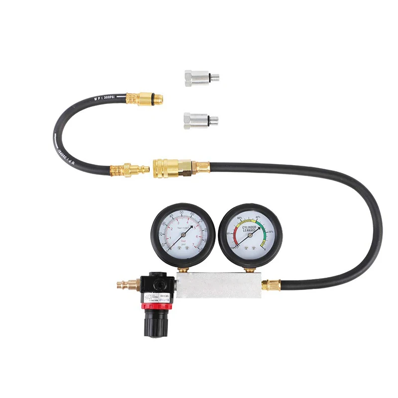 TU-21 Cylinder Leakage Leakdown Detector Set with Double Gauges Leak Petrol Engine Compression Tester Kit