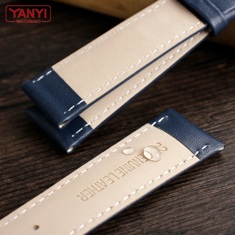 Top layer cowhide Genuine Leather bracelet dark blue color watch strap 16mm 18mm 19mm 20mm 21mm 22mm watchband wristwatches band