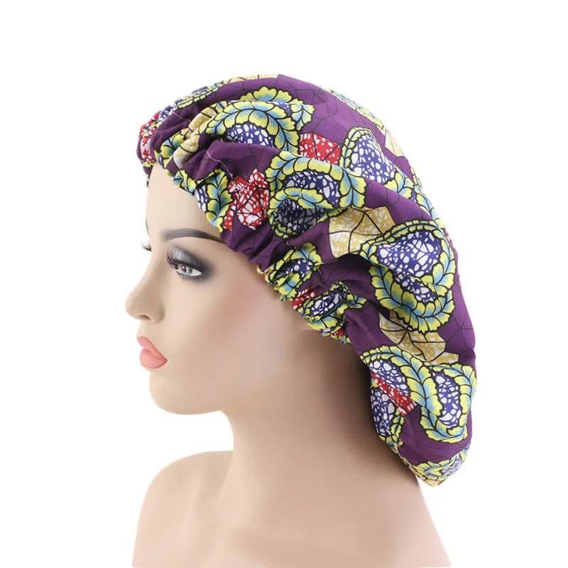 

2021 luxury fashion big size african print bonnets for hair sleep hat private label