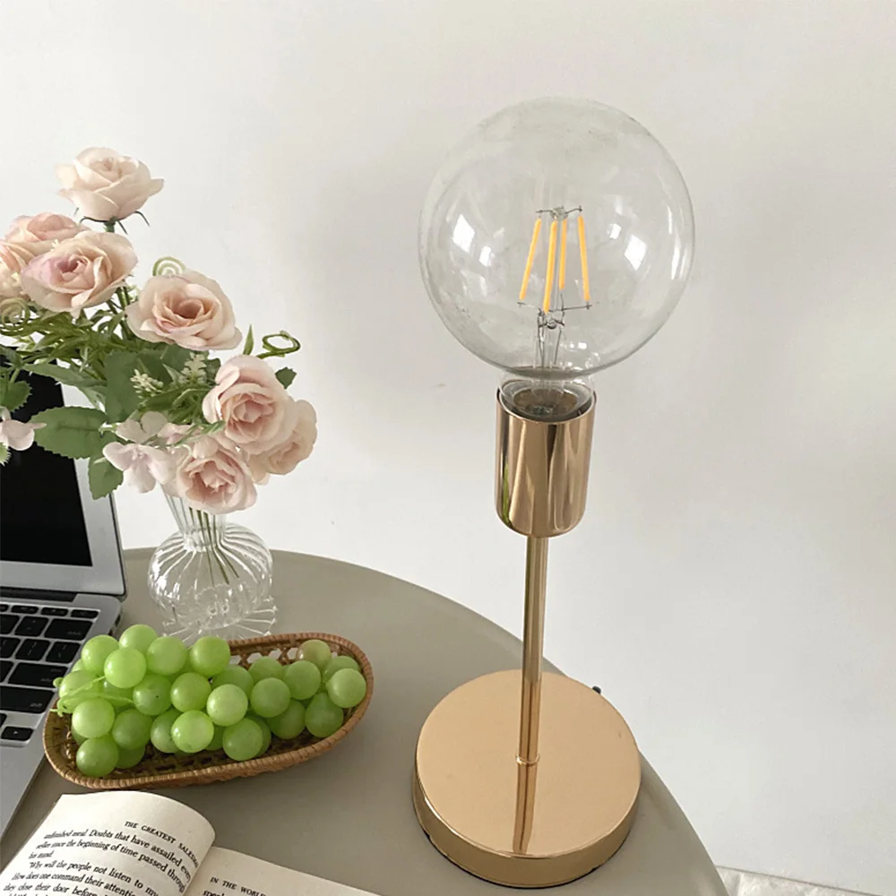 Mengjay Bedroom Bedside Lamp Golden Modern Simple Decor Table Lamps College Dorm Study LED Desk Lamp E27 Table Light Fixtures