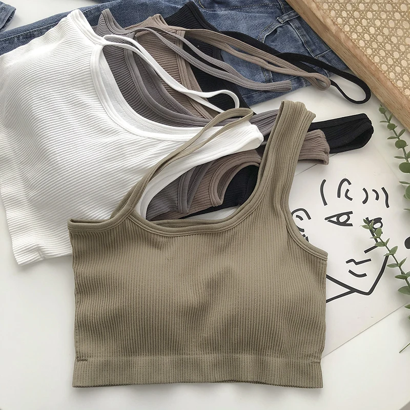 JANZHISAN Underwear Boob Tube Top Camisole Woman Clothes Bolique Shoulder Halter Neck Summer Solid Color Crop Top