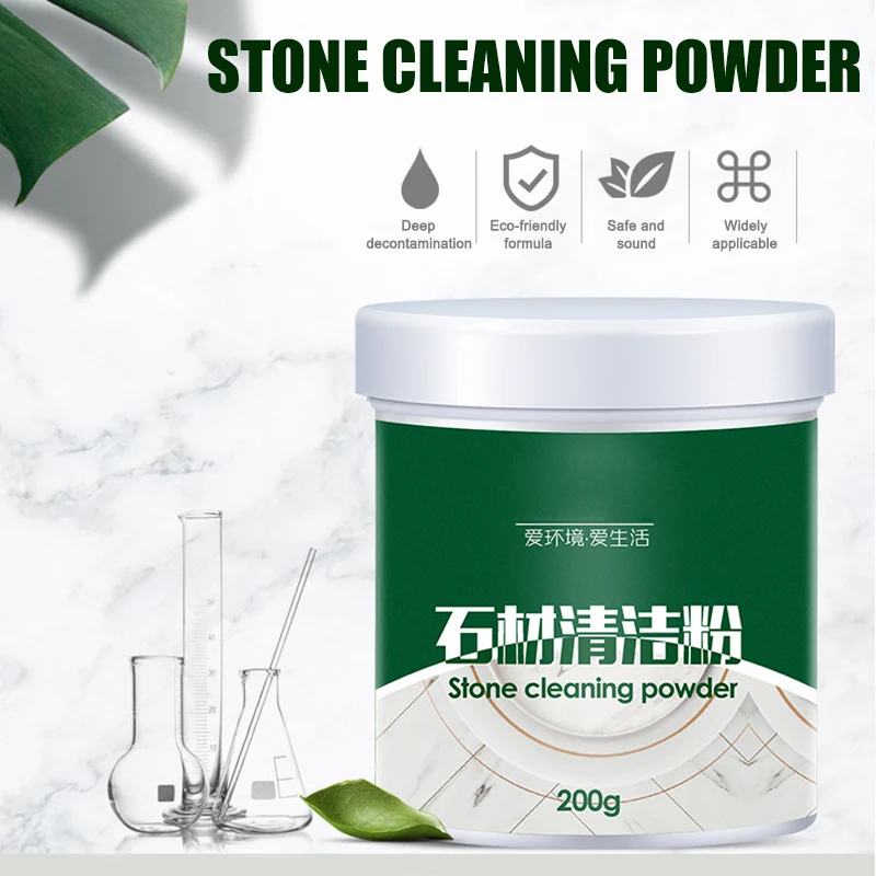 200g Granite Stone Stain Floor Remover Oil Stain Cleaning Powder For Kitchen Bathroom Tiles Flagstone Strong Stain Cleaner Tool