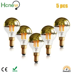 5pcs Dimmable Led Filament Lights Bulb E14 E12 4W 110V 220V G45 Bubble Ball Bulb Edison Warm White Top Mirror Shadowless Lamp