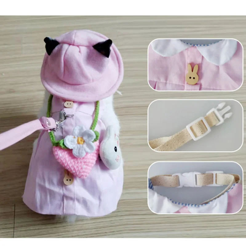 Cute Bunny Pet Vest Accessories Outdoor Leash Rabbit Clothes Harness Strap Leash For Rabbit Dress Clothes Harness For Rabbit