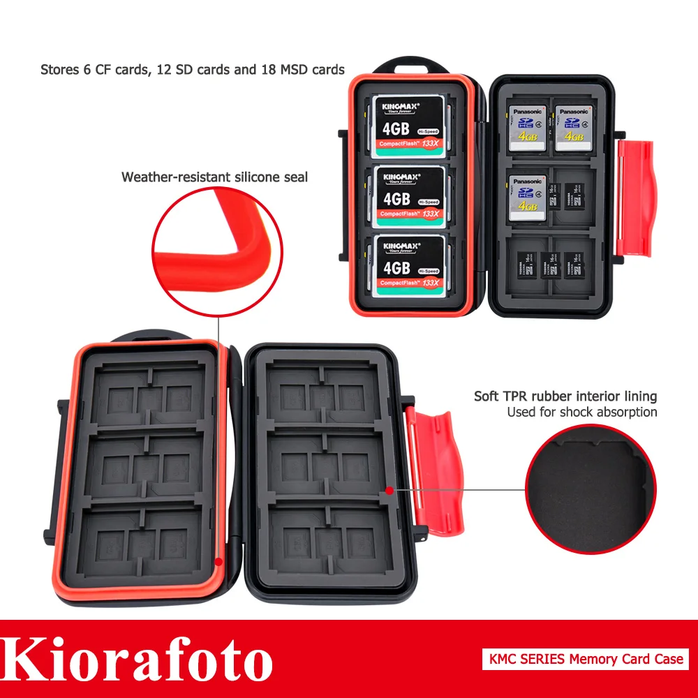 36 Slots SD CF MSD Memory Card Case Holder Protector Wallet for 6 CF+12 SD SDHC SDXC+18 TF Micro SD Cards Storage with Carabiner