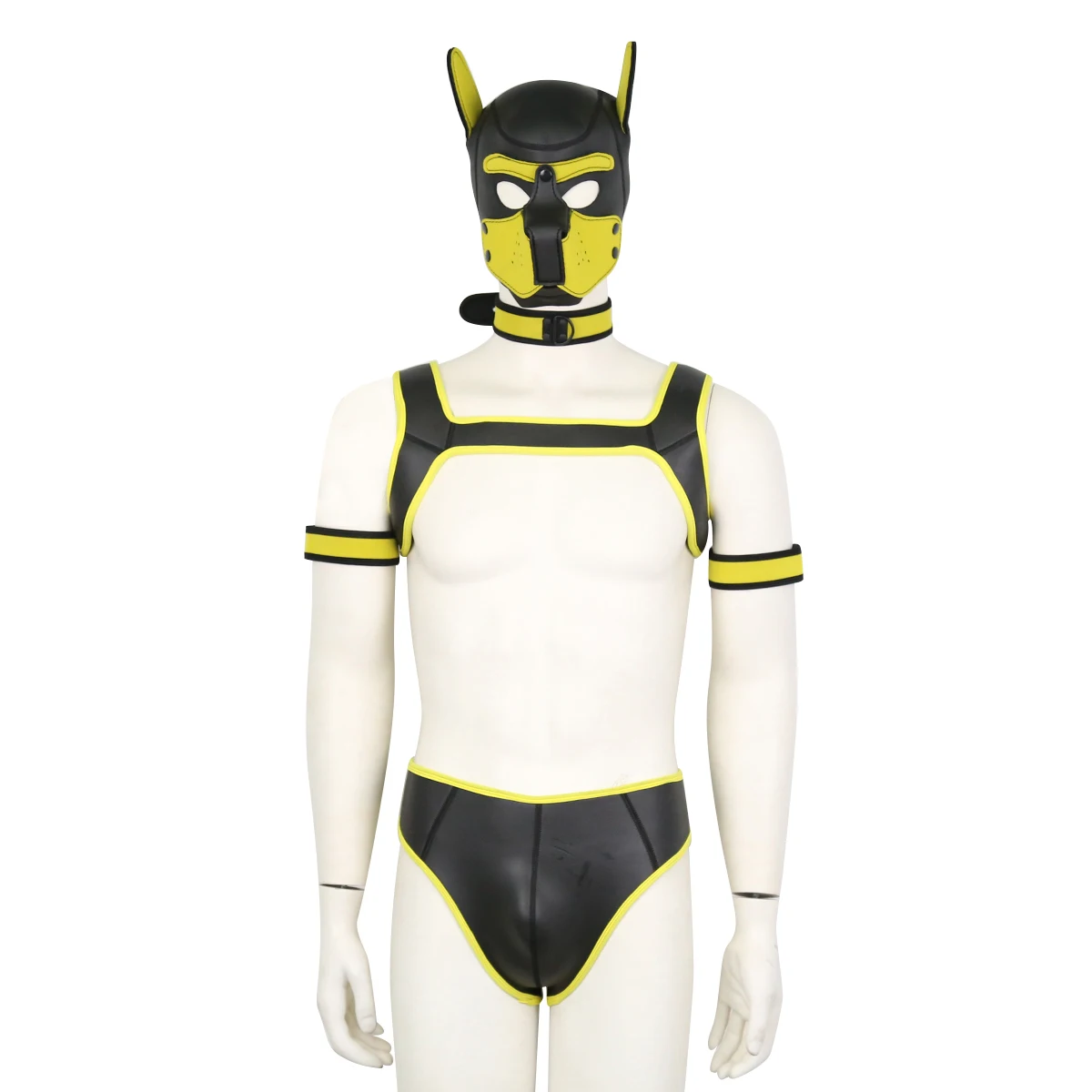 10 Colors 2 Sizes 5 Sets Suit Neoprene Puppy Hood Custom Dog Head Masks/Collar Choker/Armband/Open Ass Jockstrap/Harness