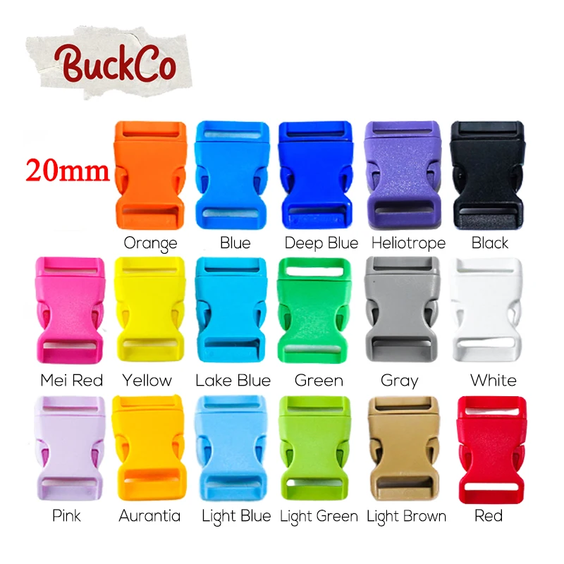 1pc Plastic side release curved 15mm buckles durable plated 20mm dog collar paracord DIY 25mm accessories 17 colours