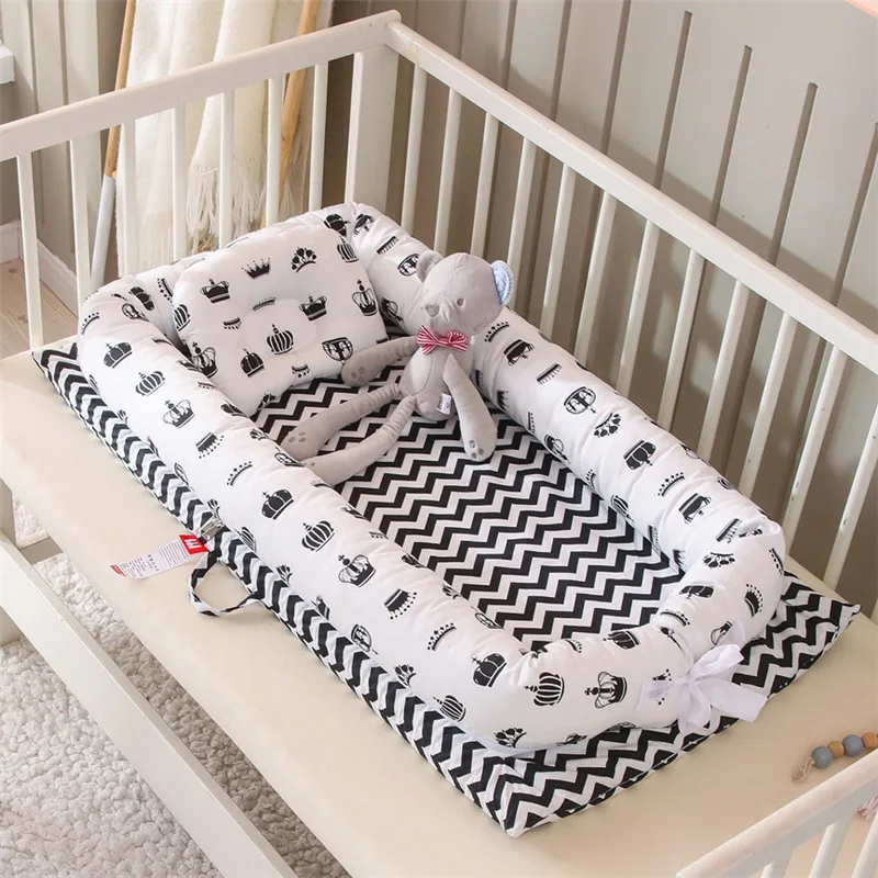 QWZ New Portable Baby Bionic Bed Cotton Cradle Baby Bassinet Bumper Folding Sleep Nest for Toddler Newborn Play Mat Travel Bed