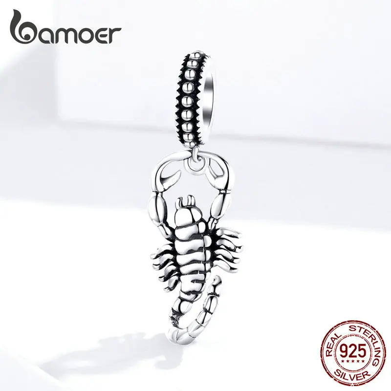 bamoer Scorpio Constellation Pendant Charm 925 Sterling Silver Original 3D Design Jewelry fit Bracelet or Necklace SCC1329