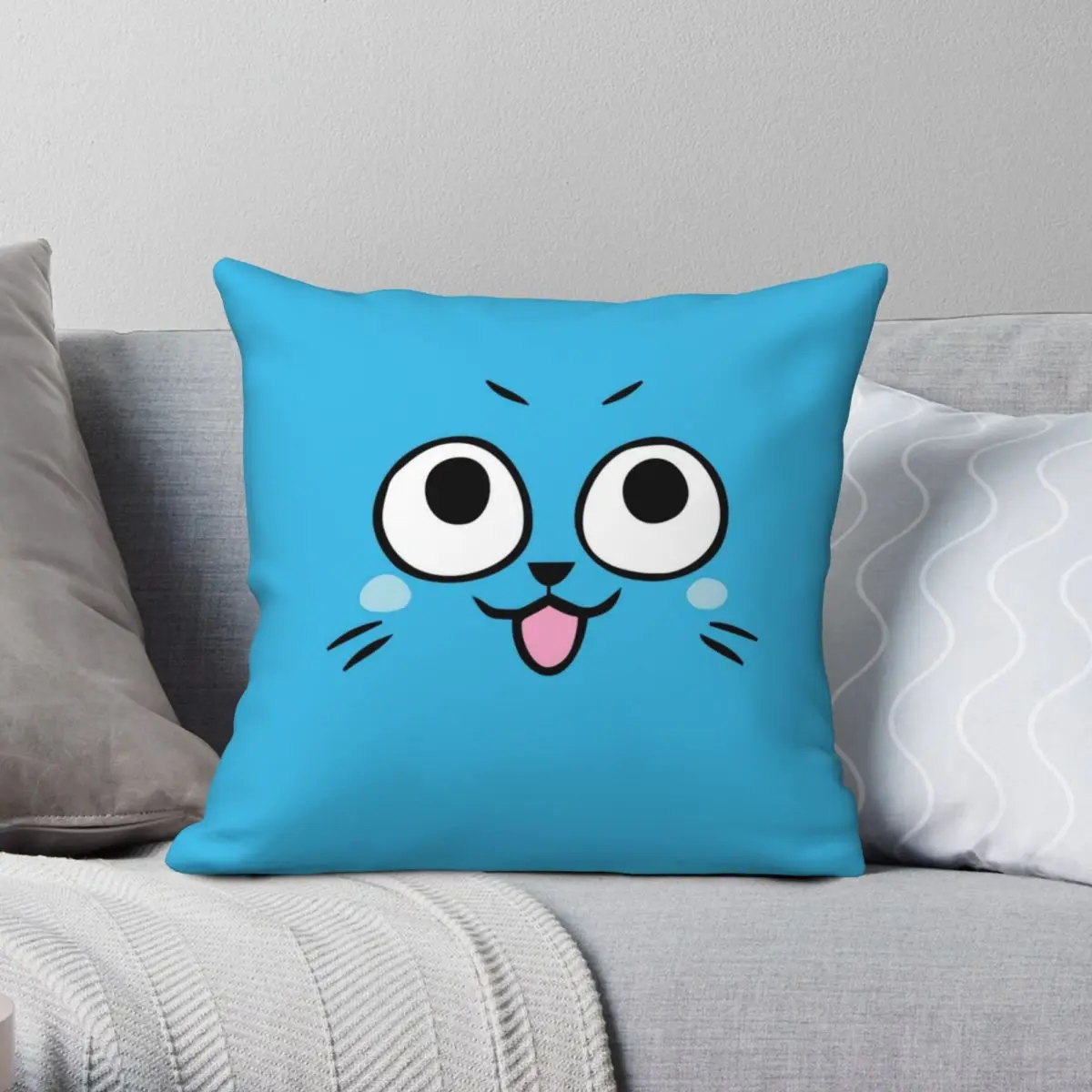 

Happy Face Square Pillowcase Polyester Linen Velvet Zip Decor Throw Pillow Case Sofa Cushion Cover