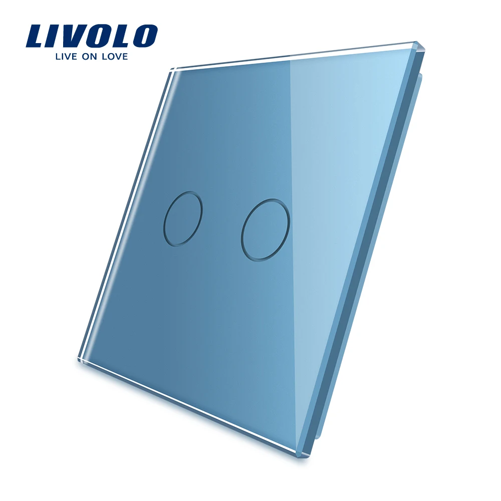 Livolo Luxury White Pearl Crystal Glass, EU standard, Single Glass Panel For 2 Gang  Wall Touch Switch,VL-C7-C2-11 (7 Colors)