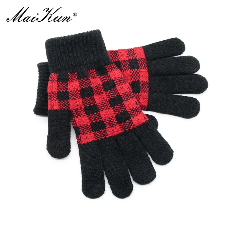 Maikun Men\'s Winter Cashmere Knitted Gloves Plus Velvet Thick Touch Screen Warm Outdoor Sports Gloves