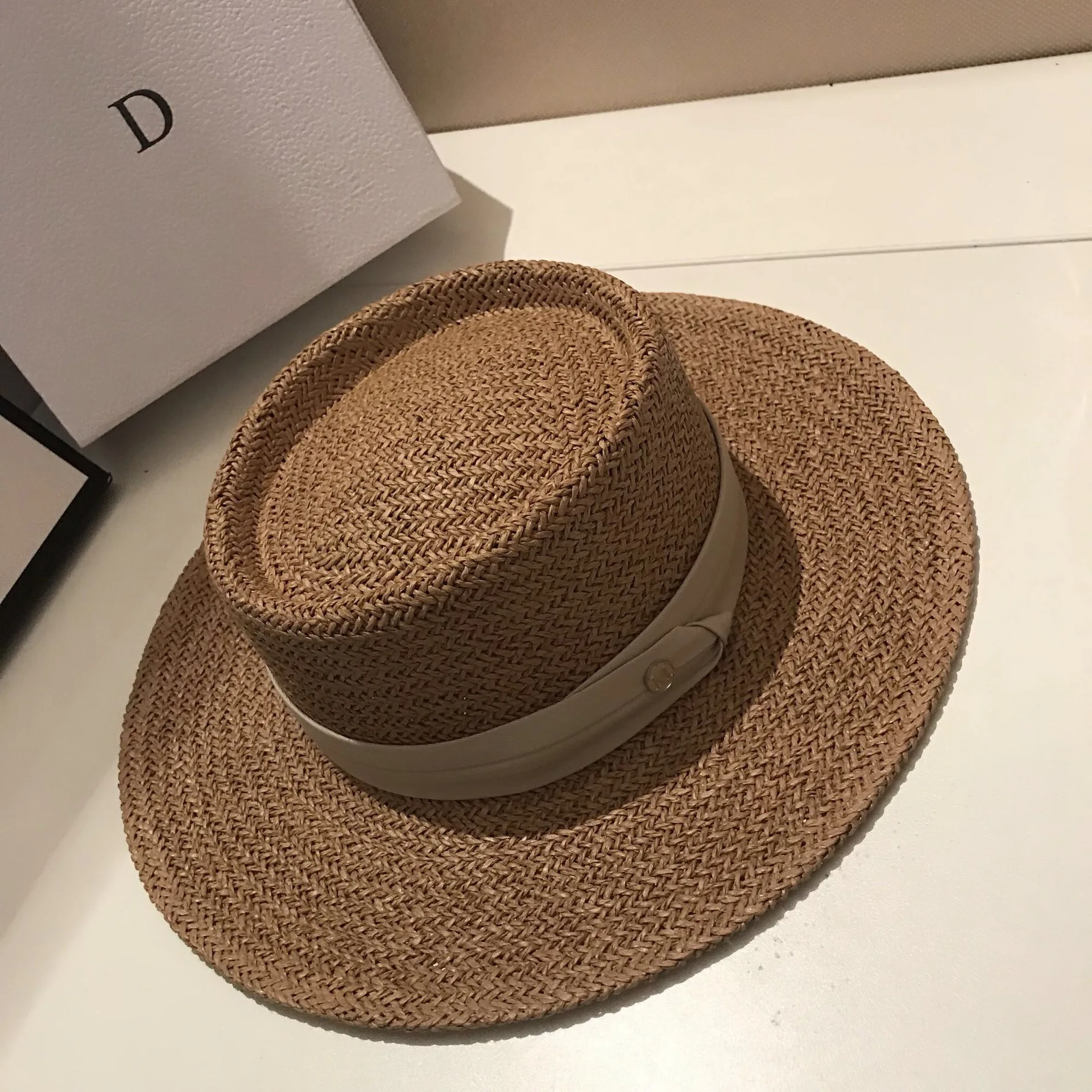 New Handmade Straw Beach Hat For Women Summer Holiday Panama Cap Fashion Concave Flat Sun Protection Visor Hats