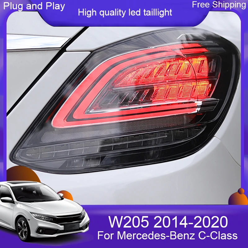 LED Taillights For Benz C-Class W205 14-21 C180 C200 C220 C300 C260  LED Rear Lamp Brake Reverse Light Rear Back Up Lamp DRL