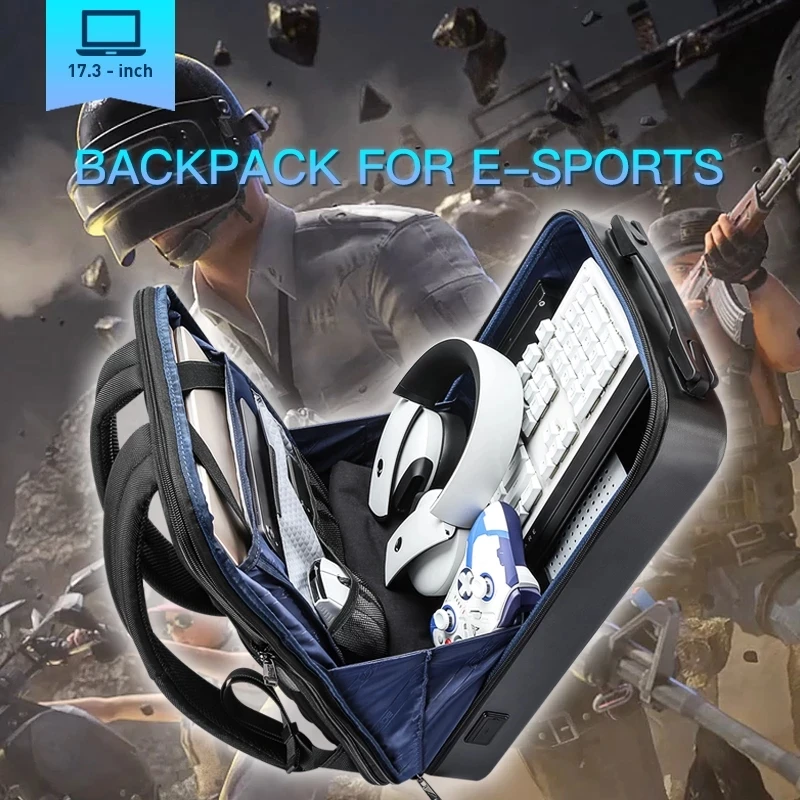 BOPAI E-Sports Laptop Backpack Anti-Theft Waterproof College Backpack USB Charging Men Business Travel 17.3 Backpack Gaming Bag