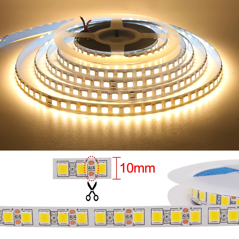 Tira de luces LED de 12V CC, 5054, 120LED/m, cinta Flexible resistente al agua, color rojo, rosa, azul, verde, blanco Natural, dorado