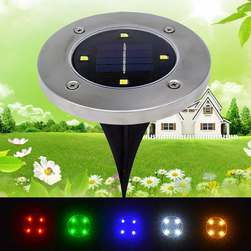 

New 4LED Solar Lawn Light Outdoor Ground Lights Grass Lights Buried Lights Garden Decoration 5 Colors Optional