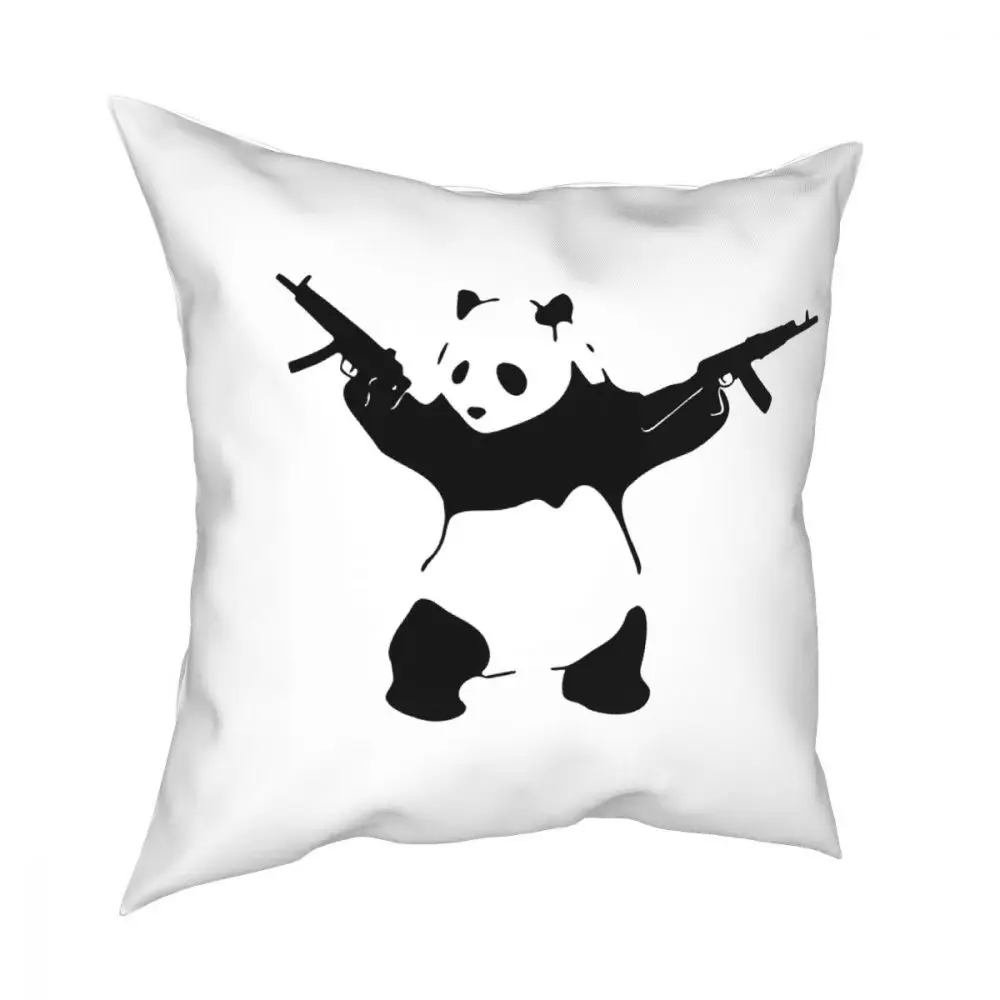 Banksy's Panda Holding Assault Rifles Throw Pillow Cover Decorative Pillow Banksy Customized Pillowcase