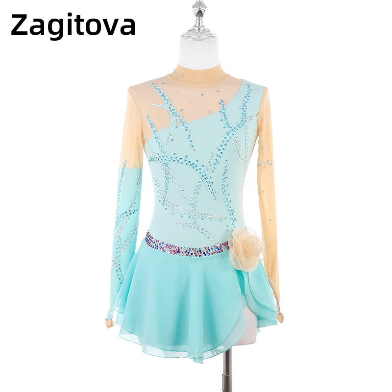 

ZAGITOVA Figure Skating Dress Women Girls Ice Skating Mesh Skirt Gymnastics Competition Costume