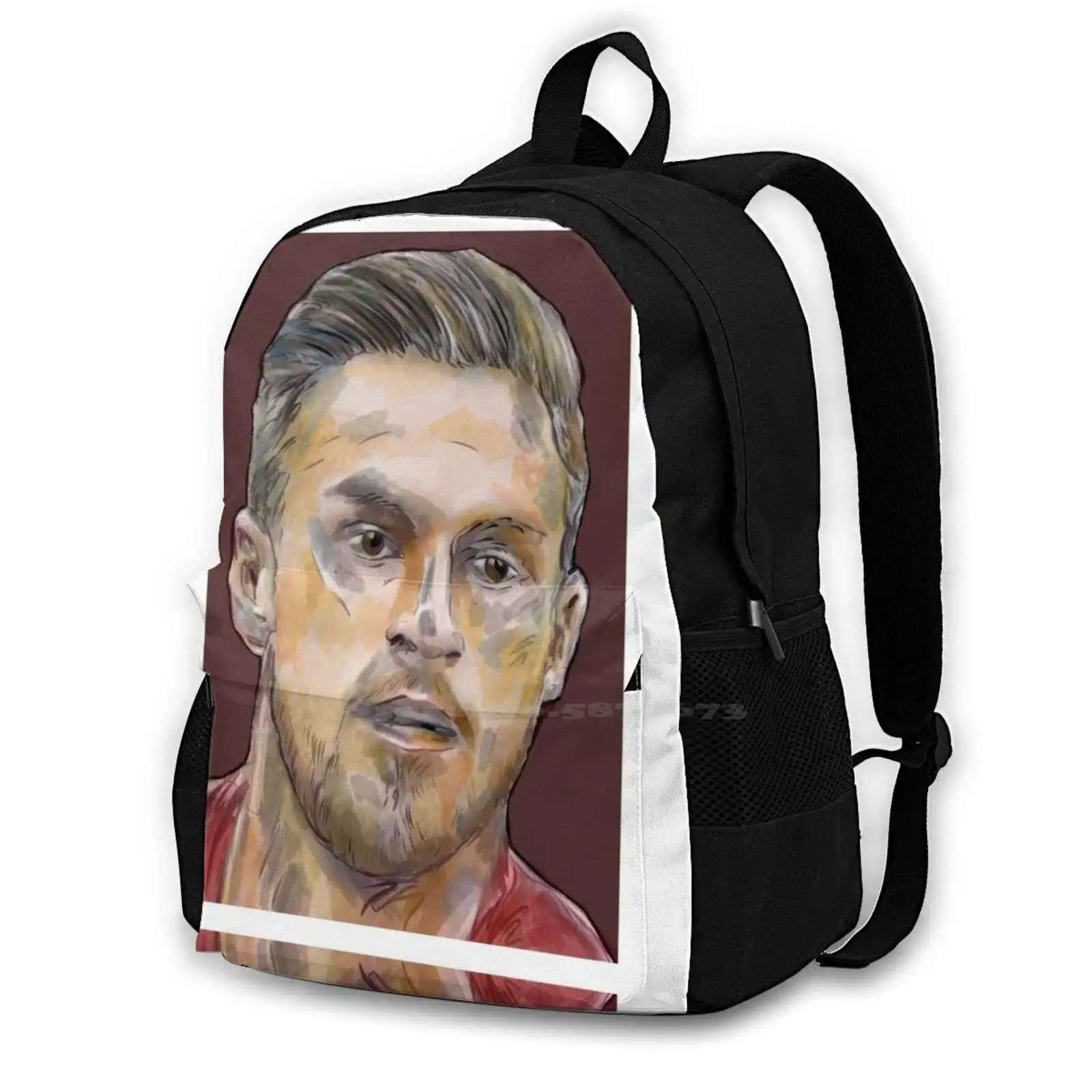 Aaron Ramsey Pattern Design Bag Student'S Backpack Aaron Ramsey Wales Football Soccer Sport