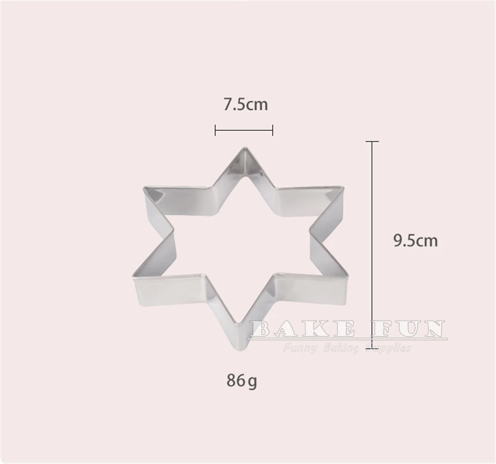 5pcs/set Six-pointed Star Shape Stainless Steel Biscuit Cutter Fruit Vegetable Mold Dough Mould Cake Molds DIY Baking Tools