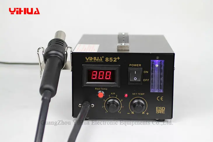 Yihua-estação de solda de ar quente led ajustável 852 +, para placa mãe, máquina de reparo, soldador em ponto
