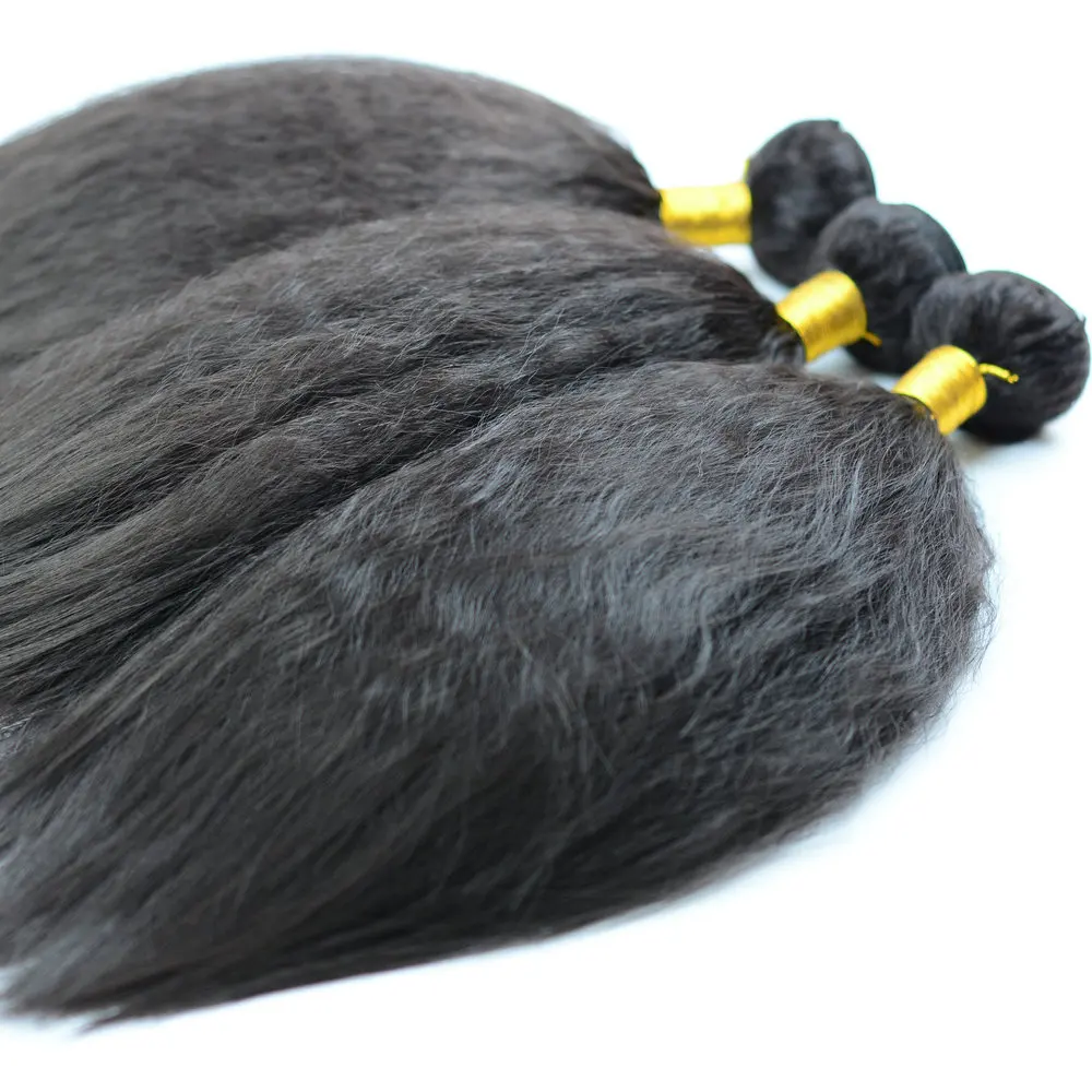 Adorable Big Yaki Natural Black Color Hair Weave 10-26 Inches Available Naked Synthetic Hair Bundles Afro Kinky Straight 100g