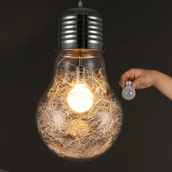 Creative Glass Big Bulb Pendant Lights Fixture Vintage Metal Large Hanging Lamp Bar Cafe Restaurant Indoor Room Luminaire Decor