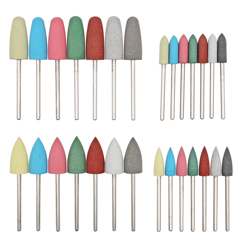 

28pcs/set Dental Silicone Grinding Heads Teeth Polisher Drill Bit Grinder 2.35mm for Low Speed Handpiece Contra Angle