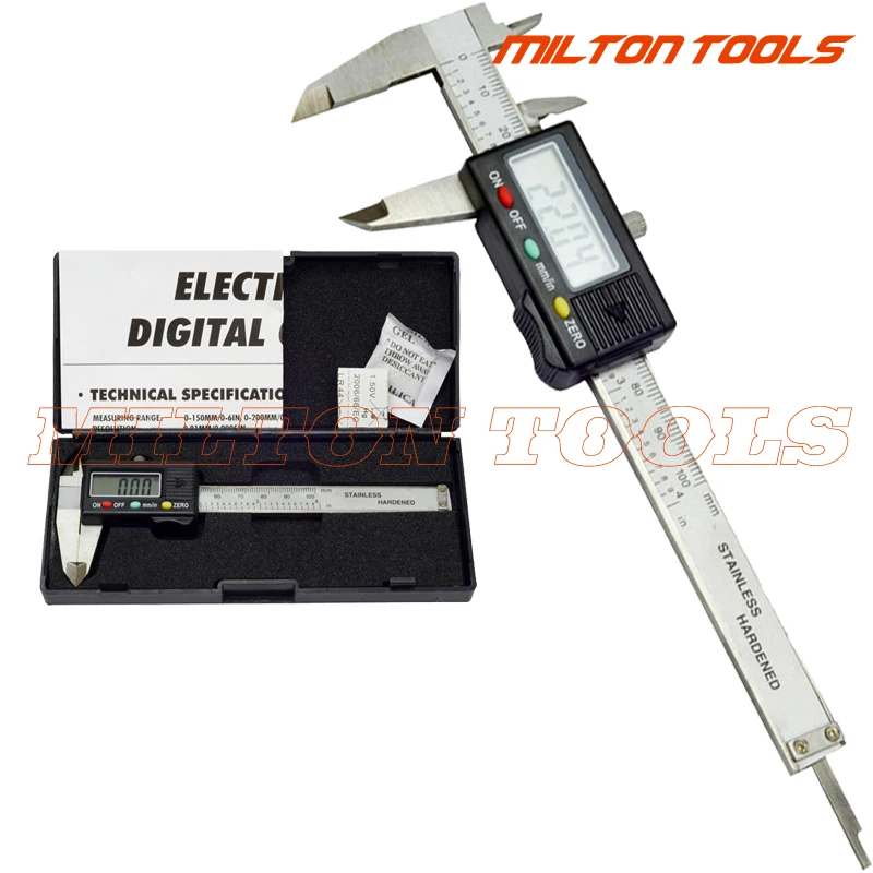 Polegada de Digital Caliper Eletrônico Digital Vernier Caliper Aço Inoxidável 25 Peças Lote 0100 mm