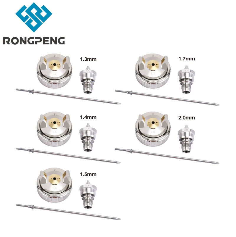 RONGPENG 1.3mm 1.4mm 1.5mm 1.7mm 2.0mm Spray Gun Nozzle Set Needle Air Cap Set For R500 Airbrush