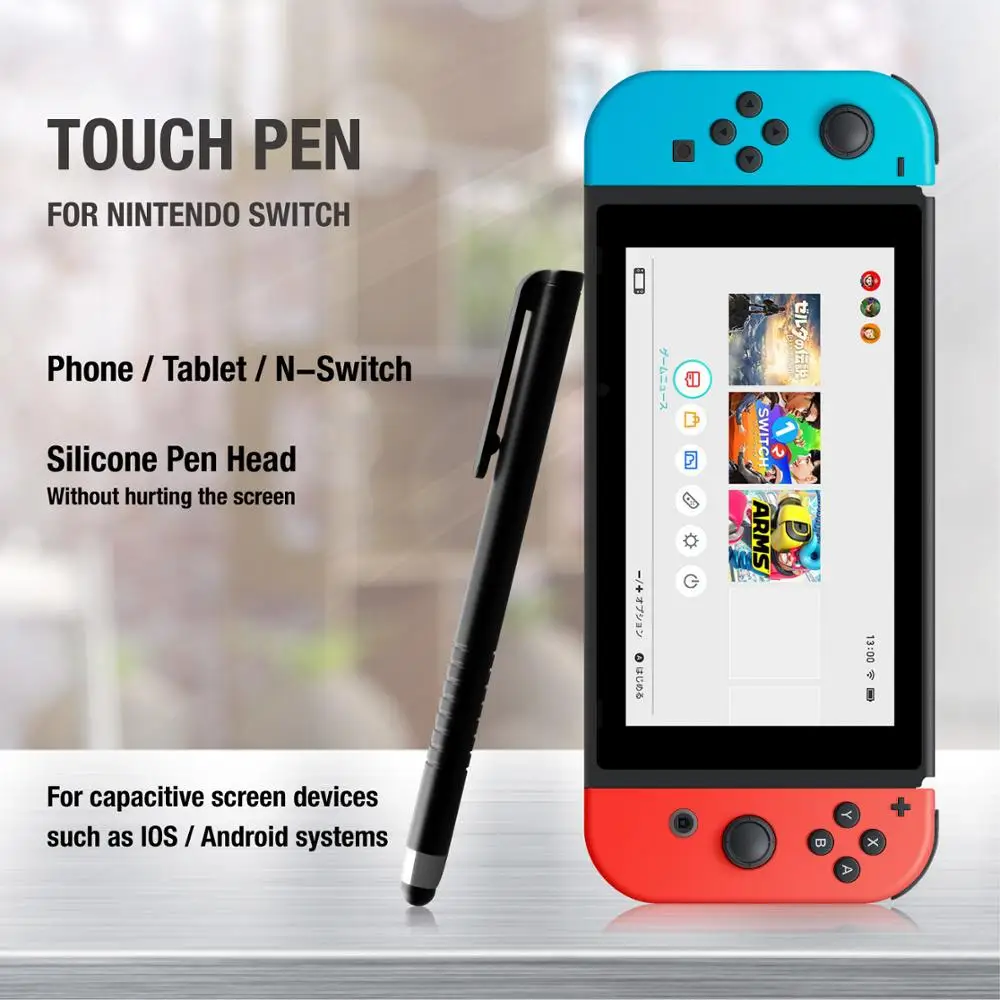 Nintendo Switch-Bolígrafo Universal para pantalla táctil, bolígrafo de silicona con Clip, suave y rápido, para teléfono y tableta