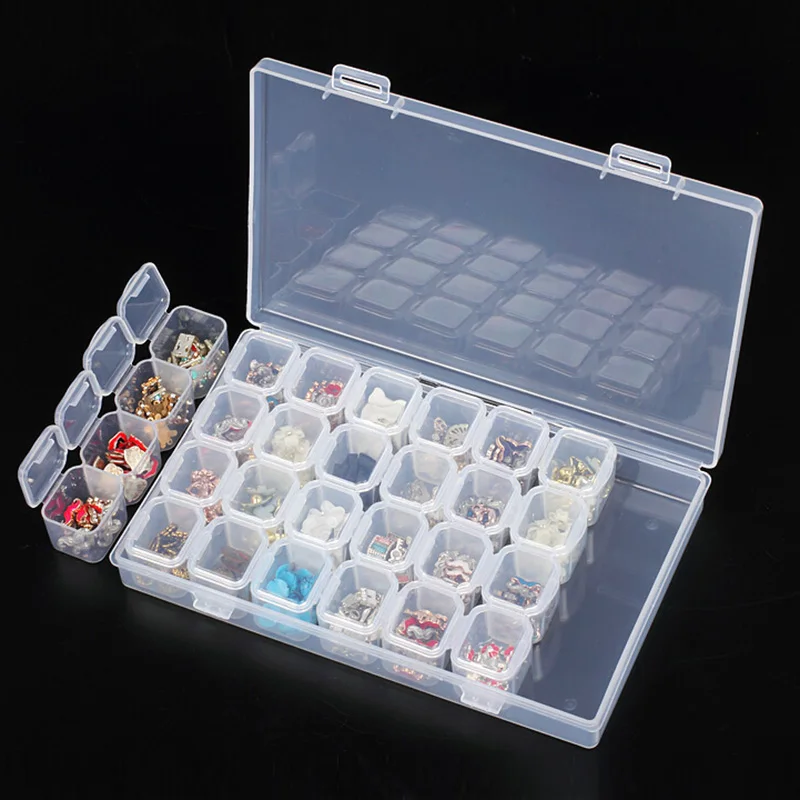 28/56 Grids Crystal Beads Storage Box Diamond Painting Kits Nail Art Rhinestone Toole Beads Storage Box Case Organizer Holder