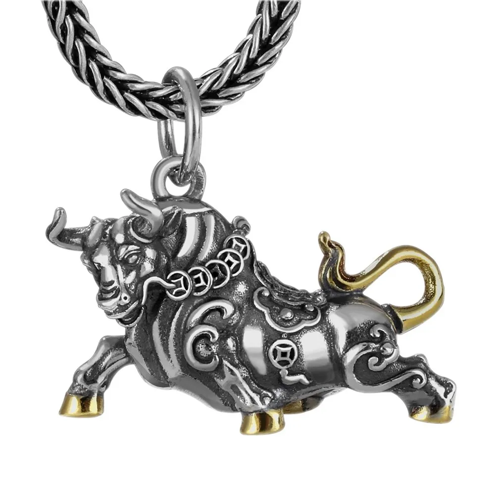 

BOCAI New Real Solid s925 Silver Jewelry Natal Year Protector Zodiac OX Personality Trendy Domineering Man Pendant Free Shipping