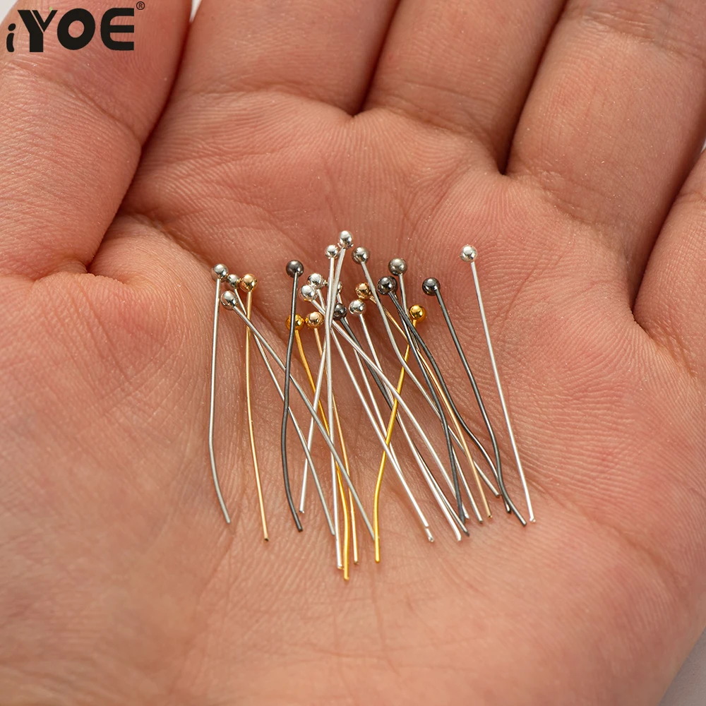 200pcs/Lot 20 25 30 35  50mm Metal Ball Head Pins Jewelry Finding For Making Diy Earring Necklace Bracelet Pendant