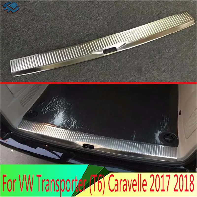 For VW Volkswagen Transporter (T6) Caravelle 2017-2022 Stainless Steel Rear Trunk Scuff Plate Door Sill Cover Molding Garnish