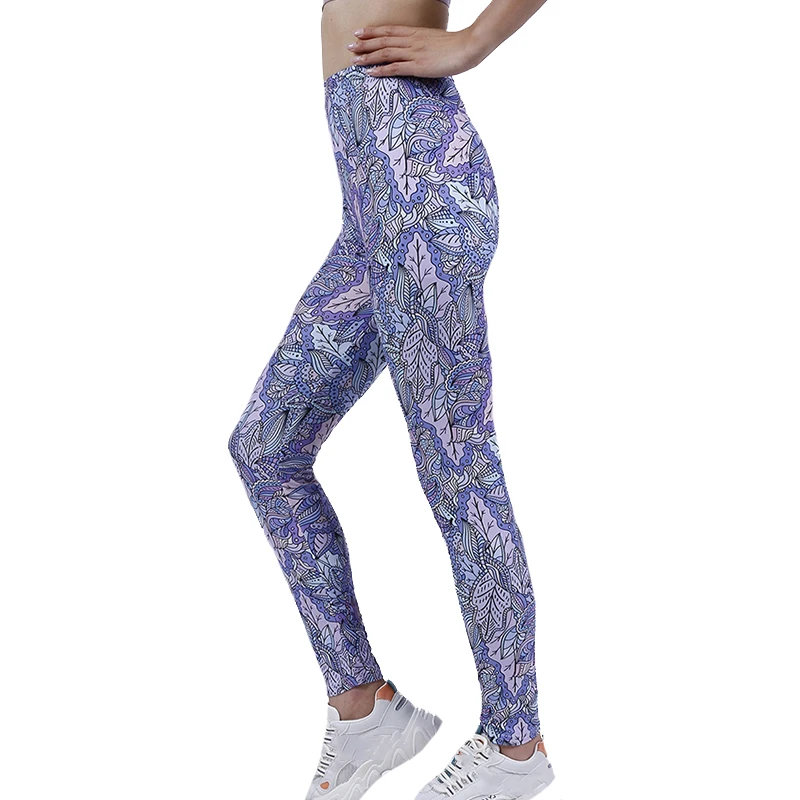 YSDNCHI-mallas Push Up de cintura alta para Mujer, pantalones largos para correr, con estampado de hojas Yuga, de licra, para entrenamiento