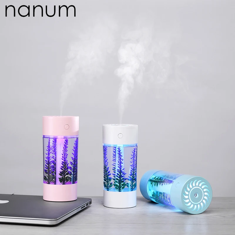 

New 3 in 1 Lavender Humidifier Mini Ultrasonic Car Fogger Led Night Light USB Fan Essential Oil Aroma Diffuser Air freshener