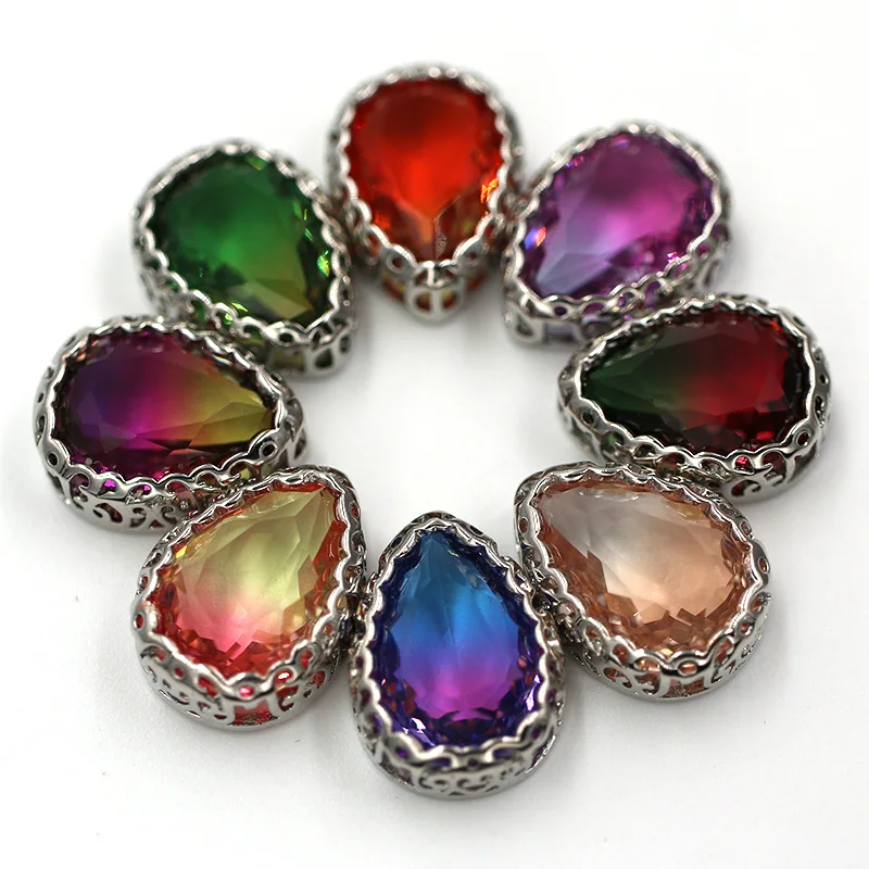 Clothing Decoration Glass Crystal Strass Teardrop Shape Sewing  Sliver Claw Setting Rhinestones Applique Diy Shoes/Garment/Bags